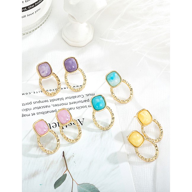 LRC Anting Tusuk Fashion Square Resin Stitching Earrings F6537X