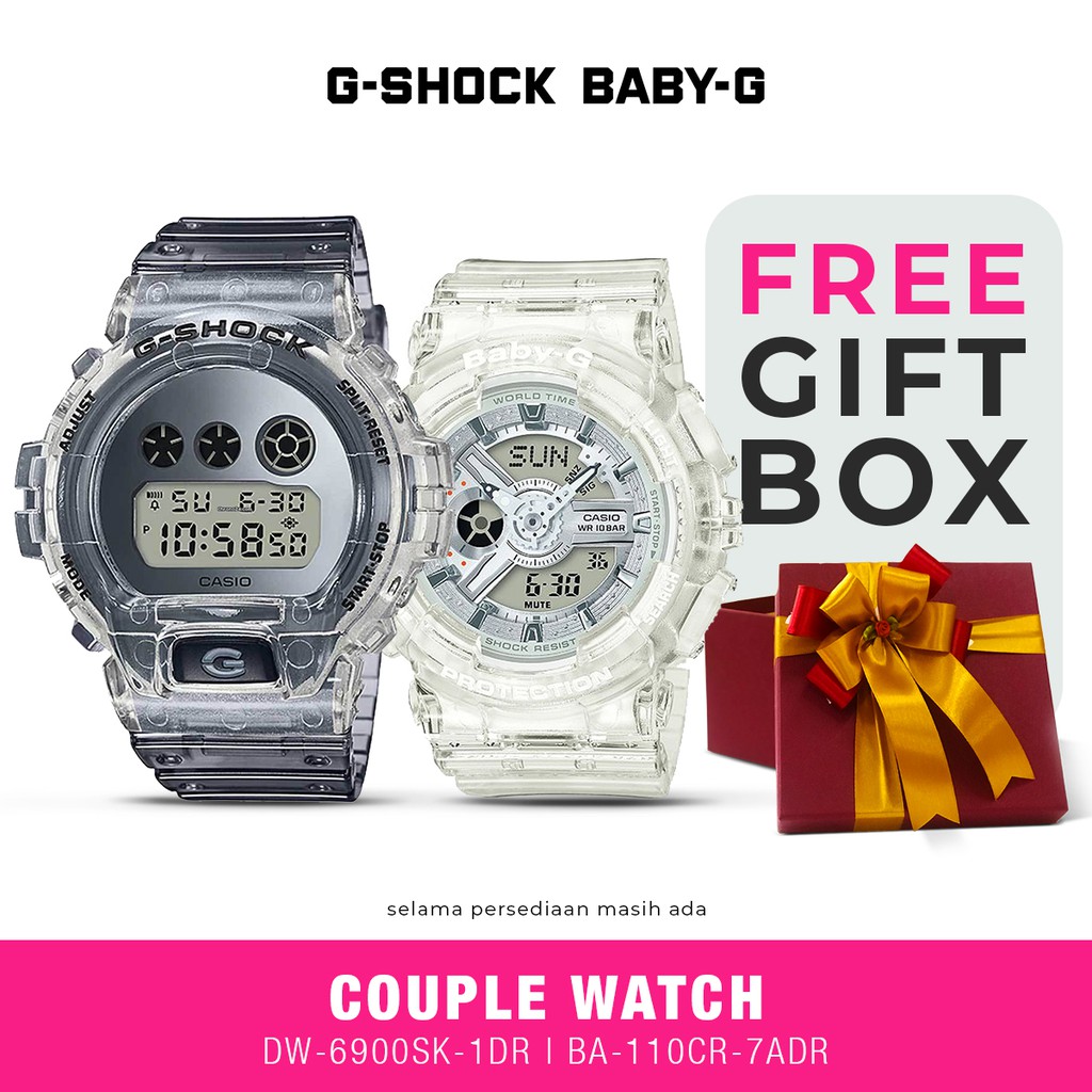 Casio Jam Tangan Couple DW-6900SK-1DR & BA-110CR-7ADR Original Anti Air