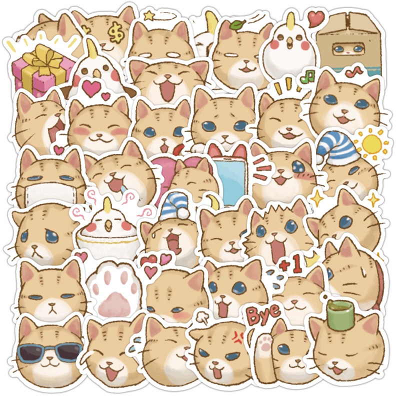 Kucing lucu stiker kartun kucing Avatar lucu hewan peliharaan kotak Jurnal stiker cangkir air ponsel