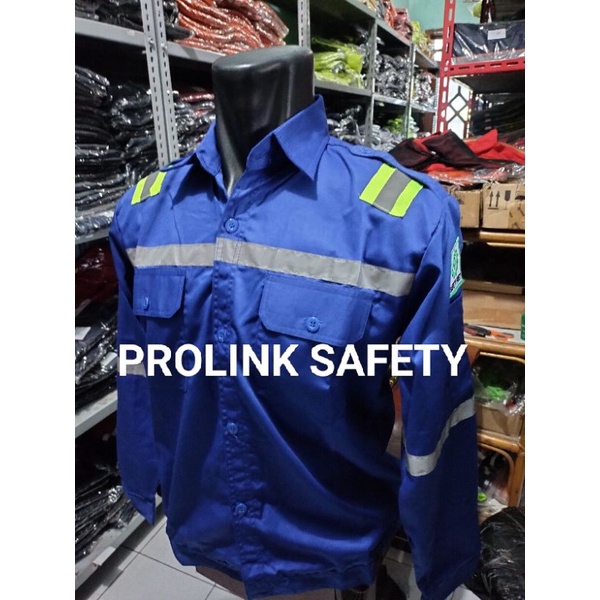 SERAGAM SAFETY BIRU BENHUR KANCING DAN RESLETING