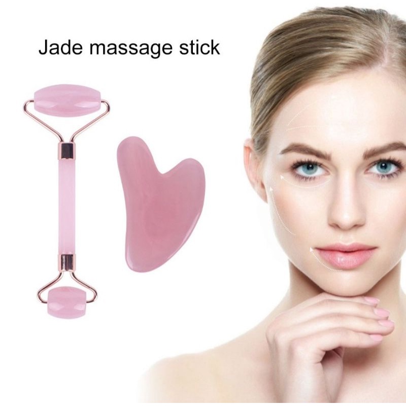 jade roller + stone batu alat pijat wajah face massage