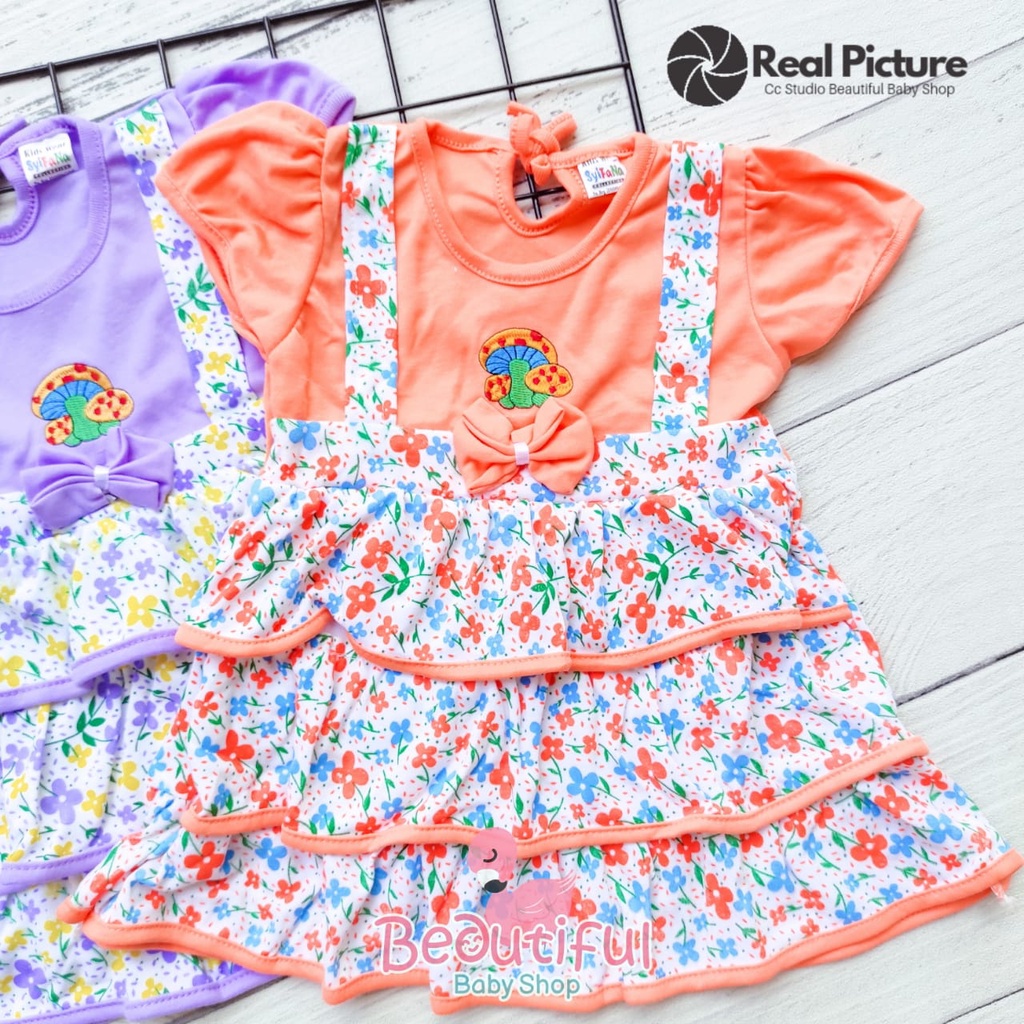 Dress Bayi Perempuan Motif Bunga Jamur Bunga / Rok Baju Bayi Perempuan  Merk Syifana / Baby.ou