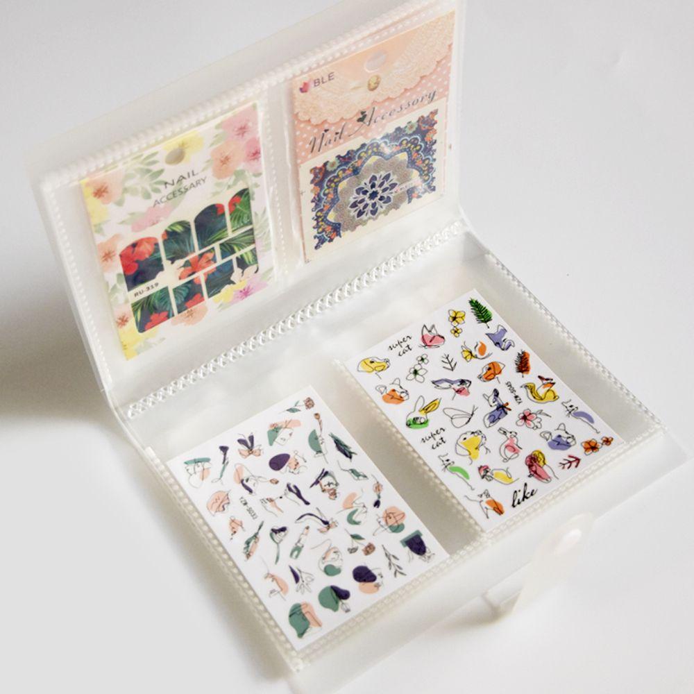 Mxbeauty Album Kuku Transparan Tahan Lama Paket Stiker Kuku Sederhana Buku Pajangan Kuku Wadah Tombol Type Nail Sticker Case