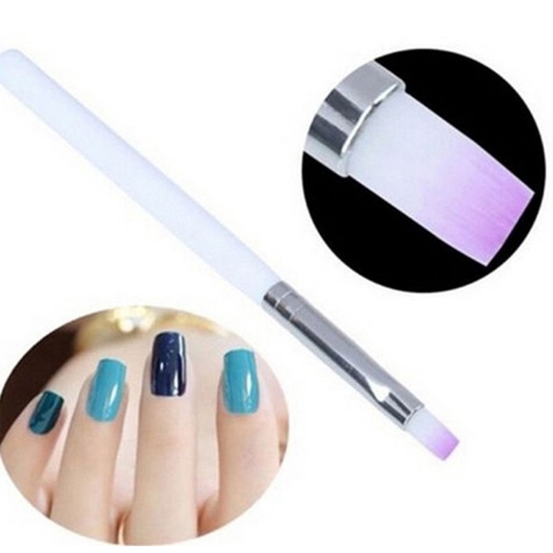 1Pc / Gradient Purple Color DIY Painting Crystal Acrylics Carving Nail Art Brush / Professional Manicure Accessories