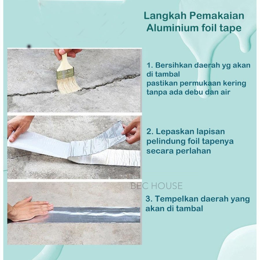 Lakban Aluminium Foil Anti Bocor Atap Waterproof Anti Panas dan Air