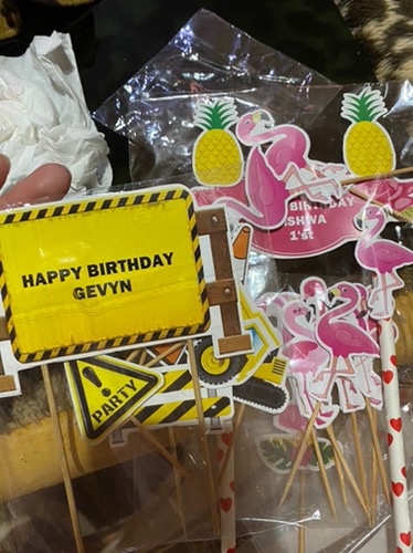 Topper Cake/cupcake Tambah Nama, Hiasan Kue Ulang Tahun, Motif Flamingo