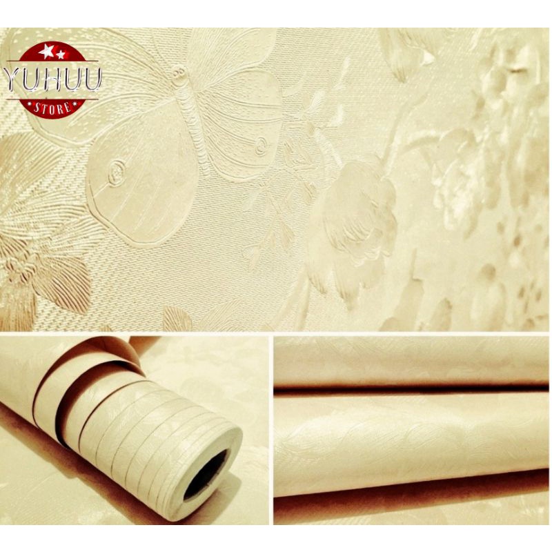 COD ( BAYAR DI TEMPAT ) Wallpaper Sticker Dinding Bertekstur Salur Daun Ungu Pink Putih Cream Biru Abu Hitam Navy Hijau Tosca Kuning Merah Coklat Salur Bunga Batik Batu Bata 3D Kotak Segitiga minimalis Baju Celana Sendal Kaos Gamis Celana Dalam Kosmetik-2