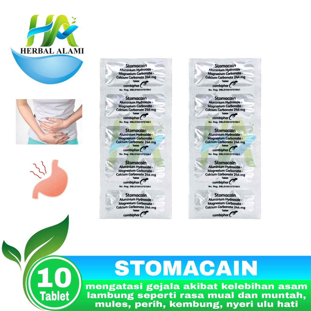 Stomacain Tablet Isi 10 Tab - Obat Asam Lambung Maag Nyeri Ulu Hati