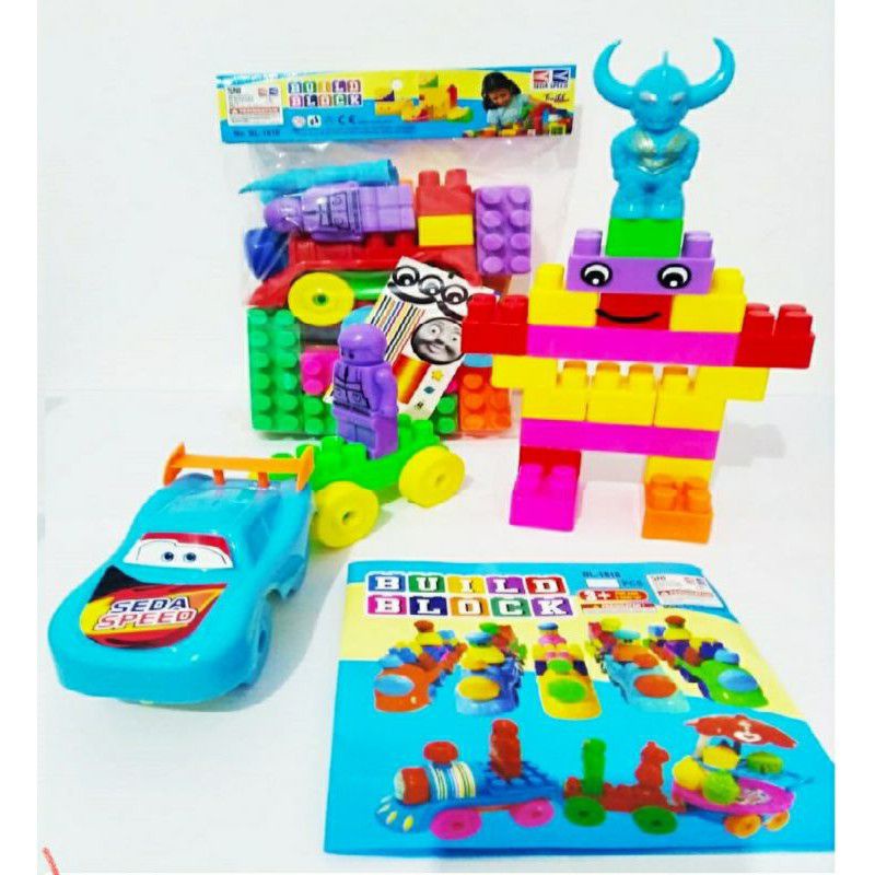 BL 1818 mainan anak edukasi BUILD BLOCK NEW plus 2 robot / LEGO BLOCK BESAR KERETA / MOBIL DAN 2 ROBOT