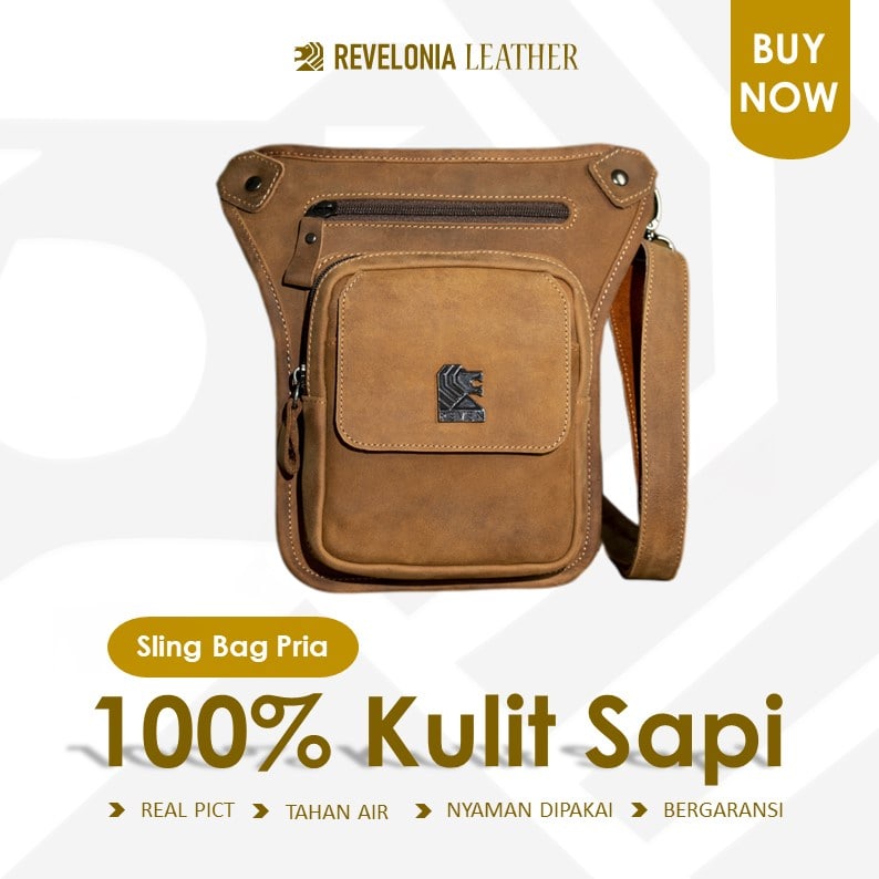 Sling bag pria kulit asli REVEN RODEO tas kulit pria tas selempang pria kulit asli