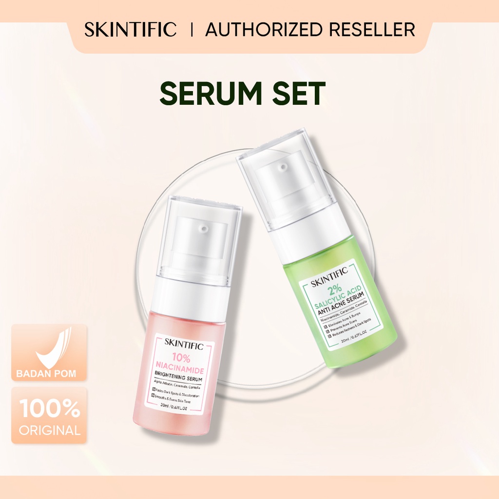 [READY] SKINTIFIC -Serum Kit - 2% Salicylic Acid Anti Acne Serum &amp; 10% Niacinamide Brightening Serum 20Ml [BPOM]