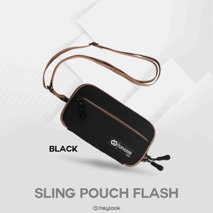 NECK BAG POUCH FLASH SLING POUCH DOMPET KARTU LEHER HEYLOOK - BLACK