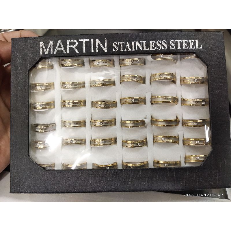 Grosir Cincin Stainless Isi 36 pcs mata Love Gold tidak karat