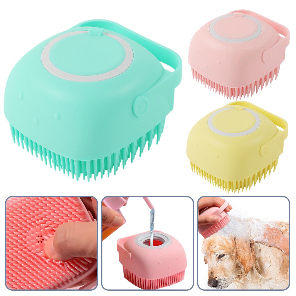 Anjing Peliharaan Sikat Sampo 80 Ml Kucing Pijat Sisir Grooming Scrubber Sikat untuk Mandi Rambut Pendek Karet Silikon Lembut Perlengkapan