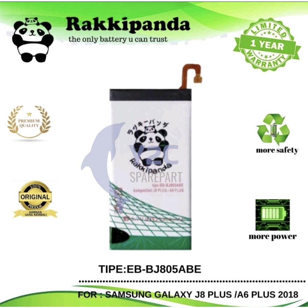 RAKKIPANDA EB-BJ805ABE SAMSUNG A605 /  GALAXY A6 PLUS / A6+ BATERAI BATRAI BATREI BATRE BATERE DOUBLE POWER