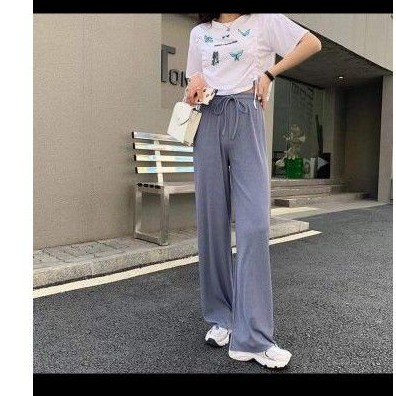 Celana panjang kulot wanita bahan premium-Biru