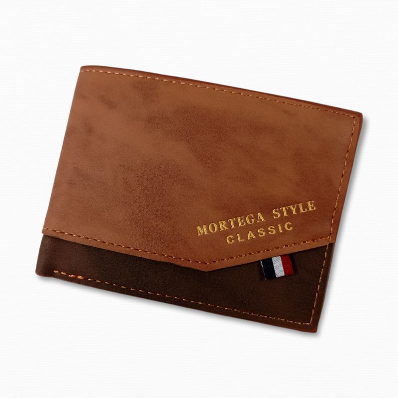 MORTEGA Dompet Lipat Kulit Pria PU Leather Wallet