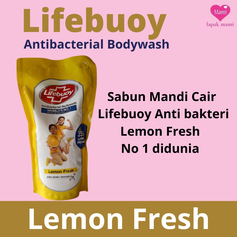 Lifebuoy Antibacterial Bodywash Lemon Fresh Refill 900ml / Sabun Mandi Cair Lifeboy Kuning 900