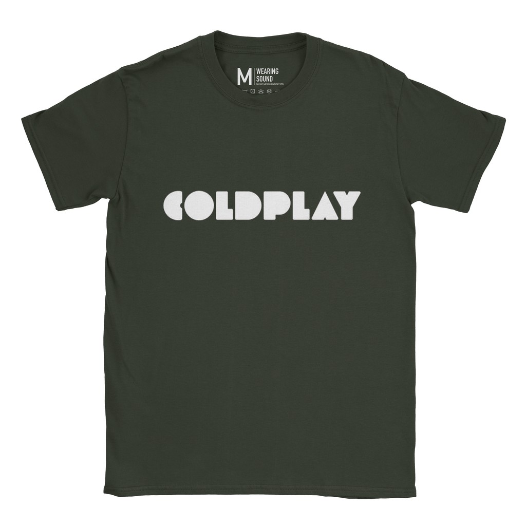 Baju Kaos Band Coldplay Logo Forest Green