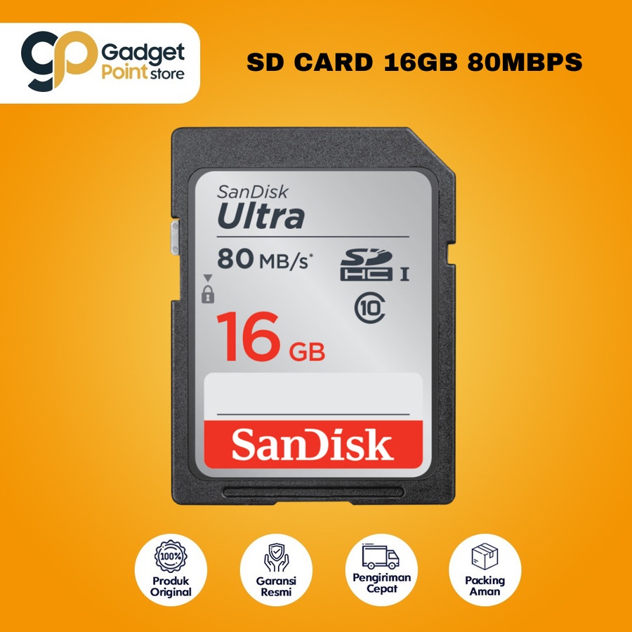 SanDisk Ultra SDHC Card 80Mbps class 10 CL10 16GB - Garansi Resmi