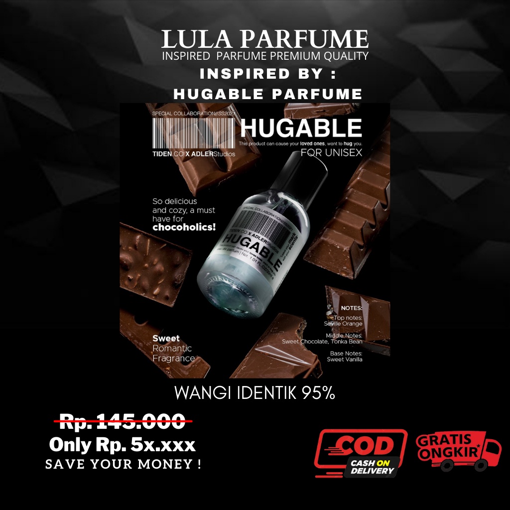 PARFUM HUGABLE CHOCOLATE Inspired By Lulaparfume - Parfum Unisex Pria &amp; Wanita , parfum hugable , parfum tiden, parfum borjan, hmns, jayrosse, grey