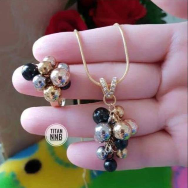 Xuping set kalung dan cincin lapis emas 24k 1231