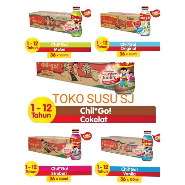 CHIL GO CAIR LIQUID uht CARTON 36X130ML VANILA COKLAT STRAWBERRY ORIGINAL MELON MADU/KARTON/CHILGO carton/liquid/36 X 130ML/karton/36pcs