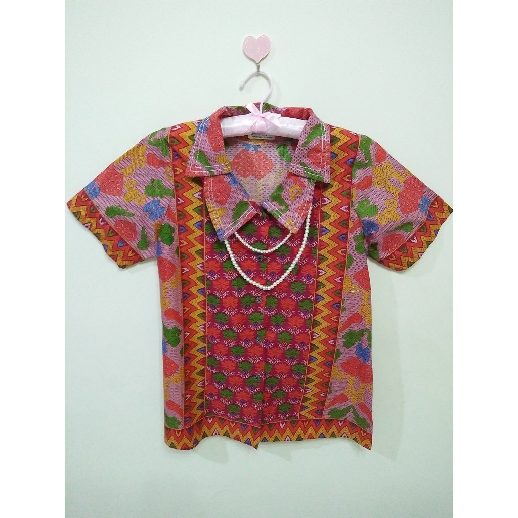 Kemeja Batik Wanita/Baju Batik/Baju Kerja - Blouse Kerah Tumpuk B3011