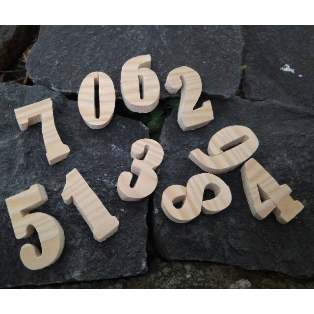 HK13 Angka kayu size 3cm bahan kraft mahar ringbox