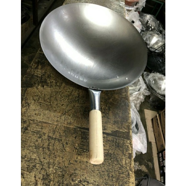 wajan besi plat baja putih anti lengket 45cm wajan nasgor
