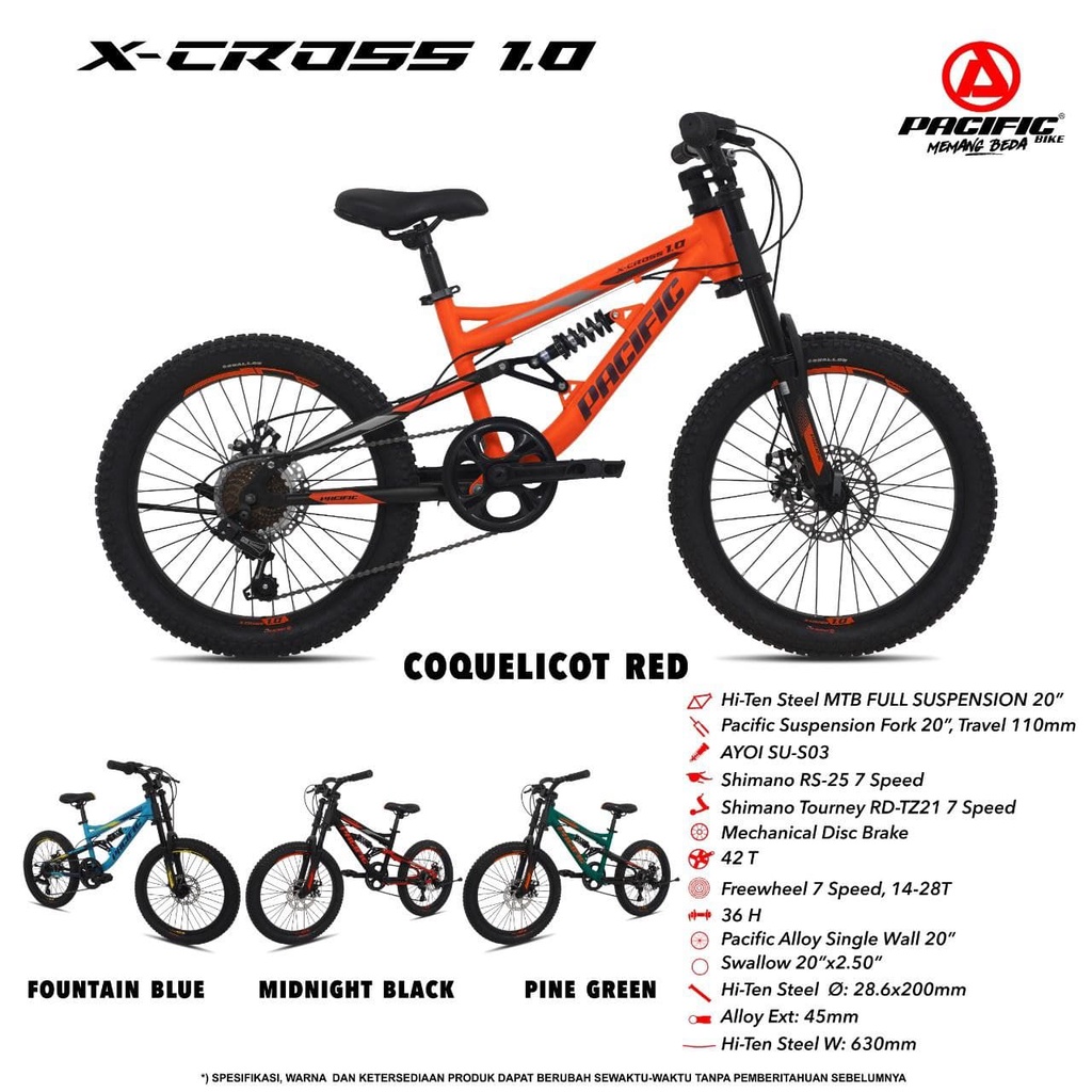 MTB 20 X-Cross 1.0 pacific sepeda mtb 20 inch