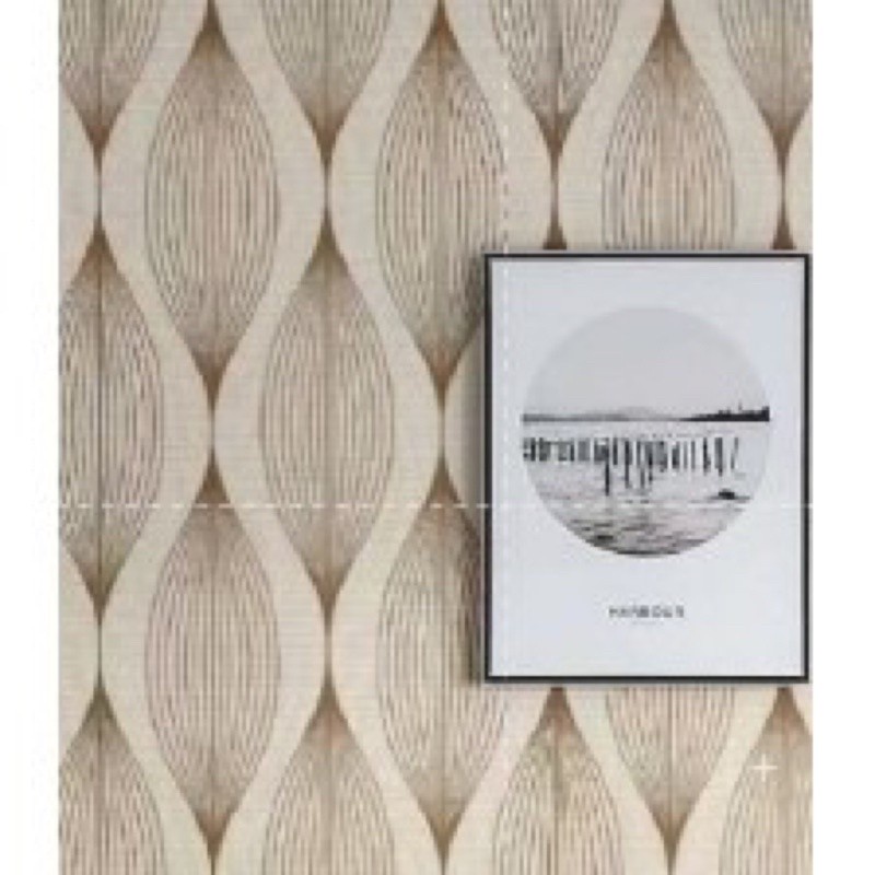 WALLPAPER STIKER DINDING MOTIF SALUR GELOMBANG COKLAT SERAT JAGUNG