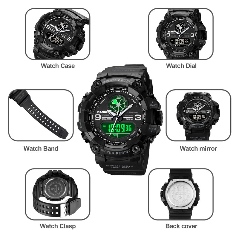 SKMEI 1818 Jam Tangan Pria Digital Analog Dual Time Sport Watch Anti Air 5 Bar WATCHKITE WKOS