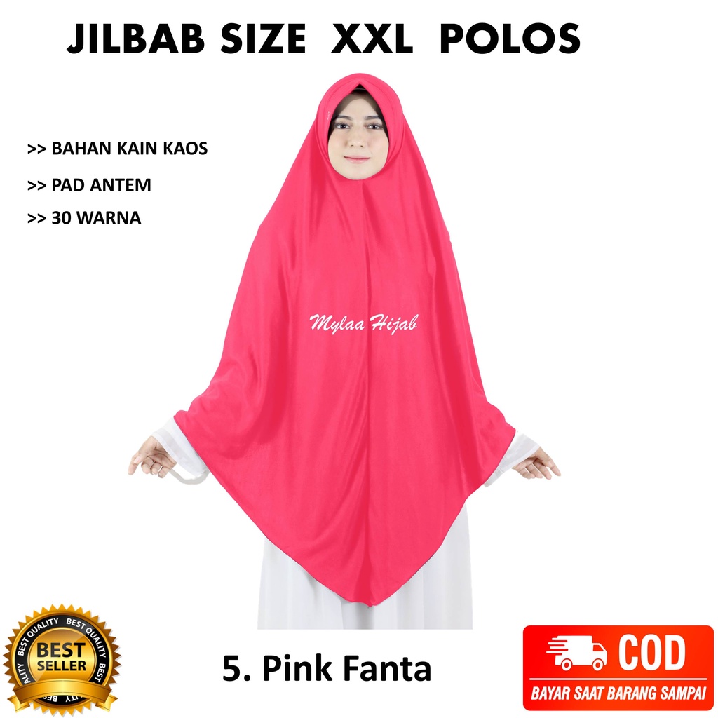 Jilbab instan NON SERUT Size XXL Pad Antem Bahan Kaos PE murah XXL-03 HARGA GROSIR TERMURAH.-5 FANTA