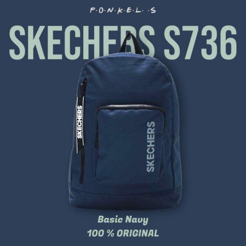 Skechers SP Basic S736 Unisex Backpack/Tas ransel sekolah Navy Original