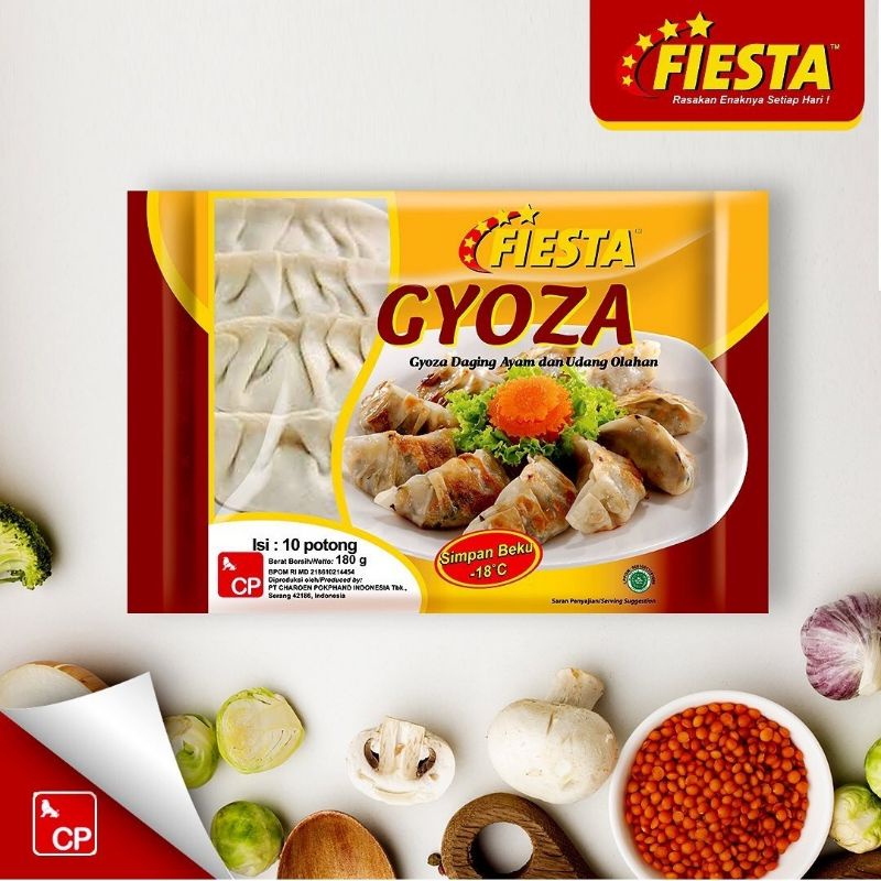 

Dimsum Fiesta Gyoza 10s 180gr daging ayam dan udang Olahan