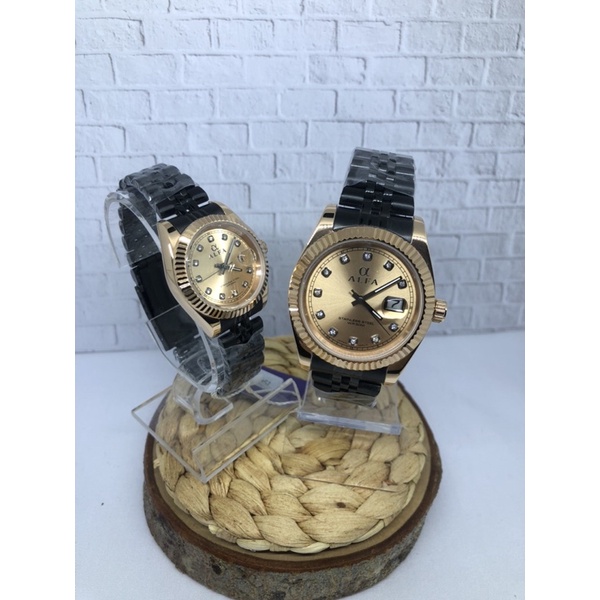 JAM TANGAN WANITA PRIA COUPLE ALFA 99105L ORIGINAL BERAGARANSI