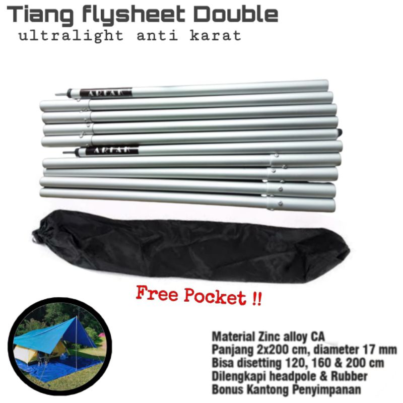 Tiang Flysheet - Tiang Tenda Alloy - Tiang Penyangga Flysheet - Tiang Bivak 200 cm