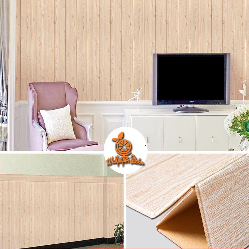 Wallpaper 3D Foam Motif Kayu Modern Wood Foam wallpaper dinding foam wallpaper stiker dinding rumah