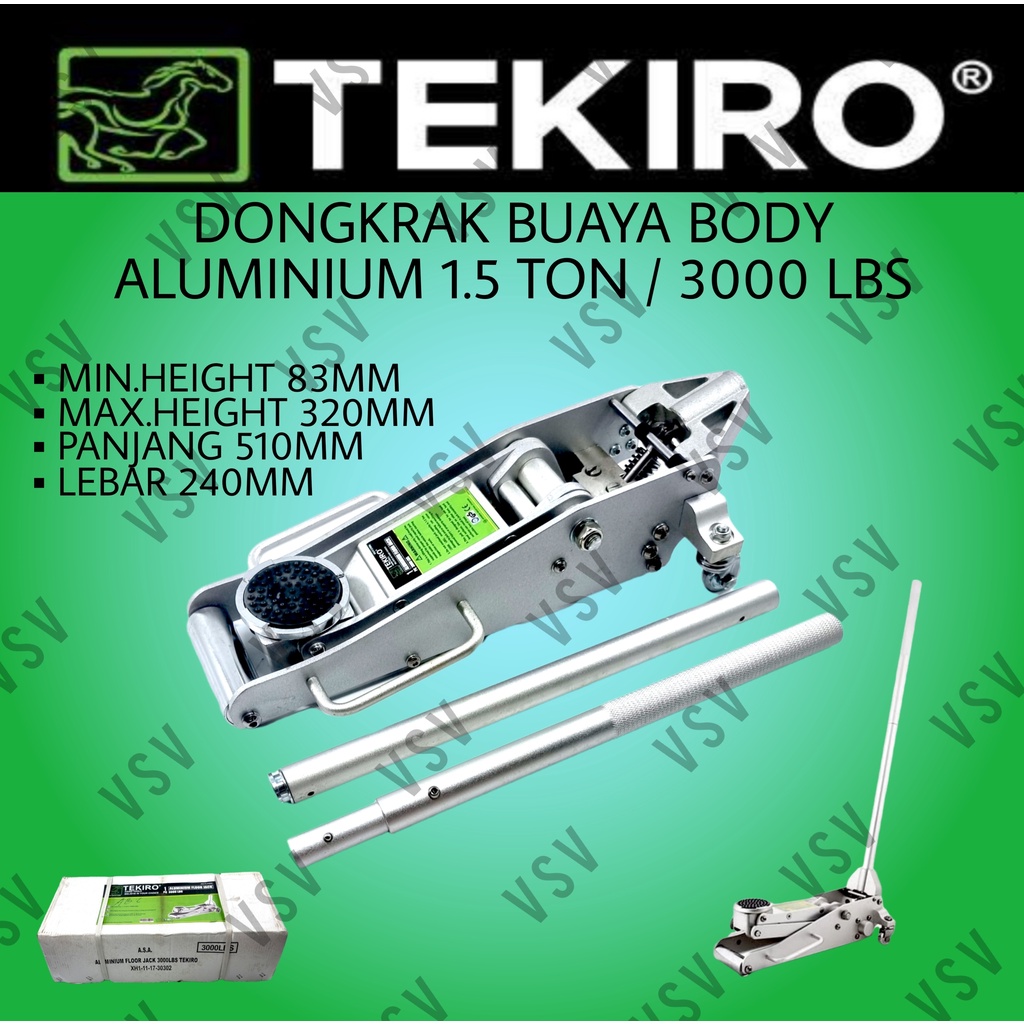 TEKIRO Dongkrak Buaya 1.5Ton Aluminium Dongkrak Ceper Floor Jack 3000Lbs