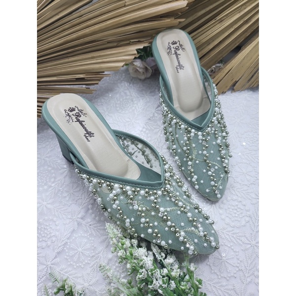 sepatu Rafaizoutfit Yesika sage green 7cm tahu