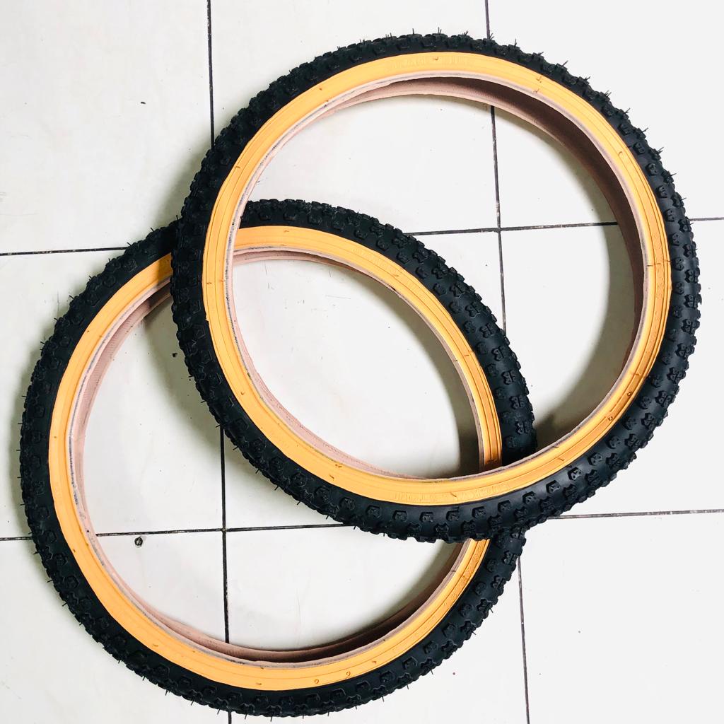 Ban Luar Sepeda MTB / Lipat / BMX / Mini CTB Anak Lucky Stone 20 x 2.125 Hitam Kuning