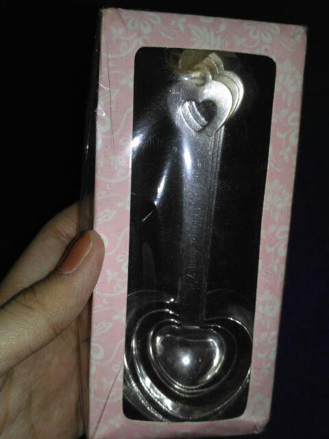 Sendok Takar Stainless Pink Love Measurement Spoon Souvenir Import Wedding Perlengkapan Dapur