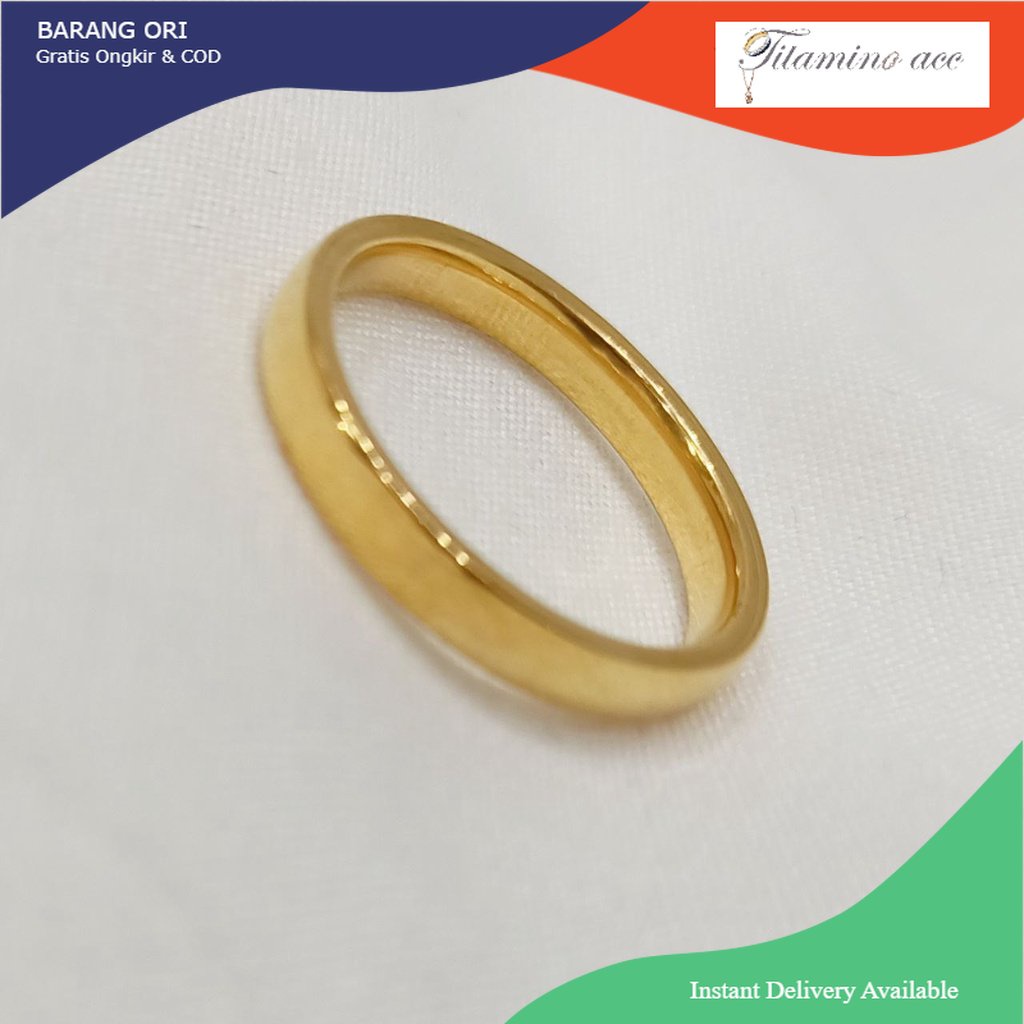 CINCIN EMAS KAWIN TITANIUM CINCIN OVAL POLOS LAPIS EMAS