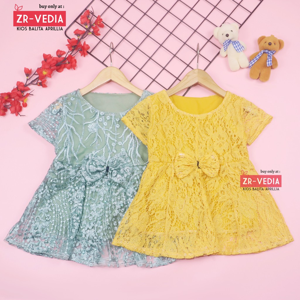 Dress Icha Brukat uk 6-12 Bulan / Gaun Brukat Pesta Baju Import Baby Cewek Dres Brokat Anak Perempuan