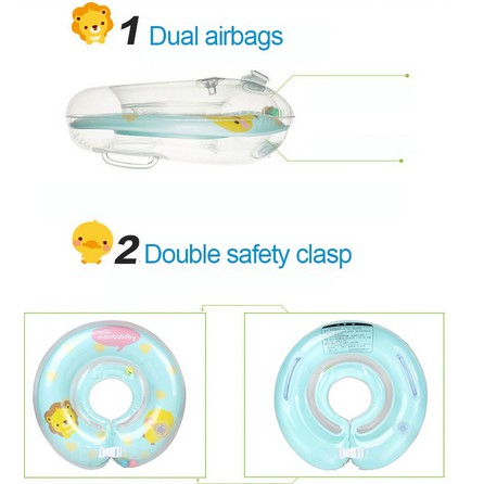 Mambo Baby Swim Neck Ring (Free Pompa), Ban Renang Anak - Blue / Lime - Ban Leher Anak Bayi Berenang