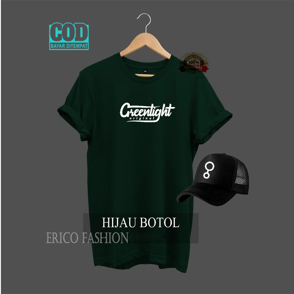 FREE TOPI.. kaos Lengan Pendek GREENLIGHT original Logo White / kaos Pria Distro Quality Premium