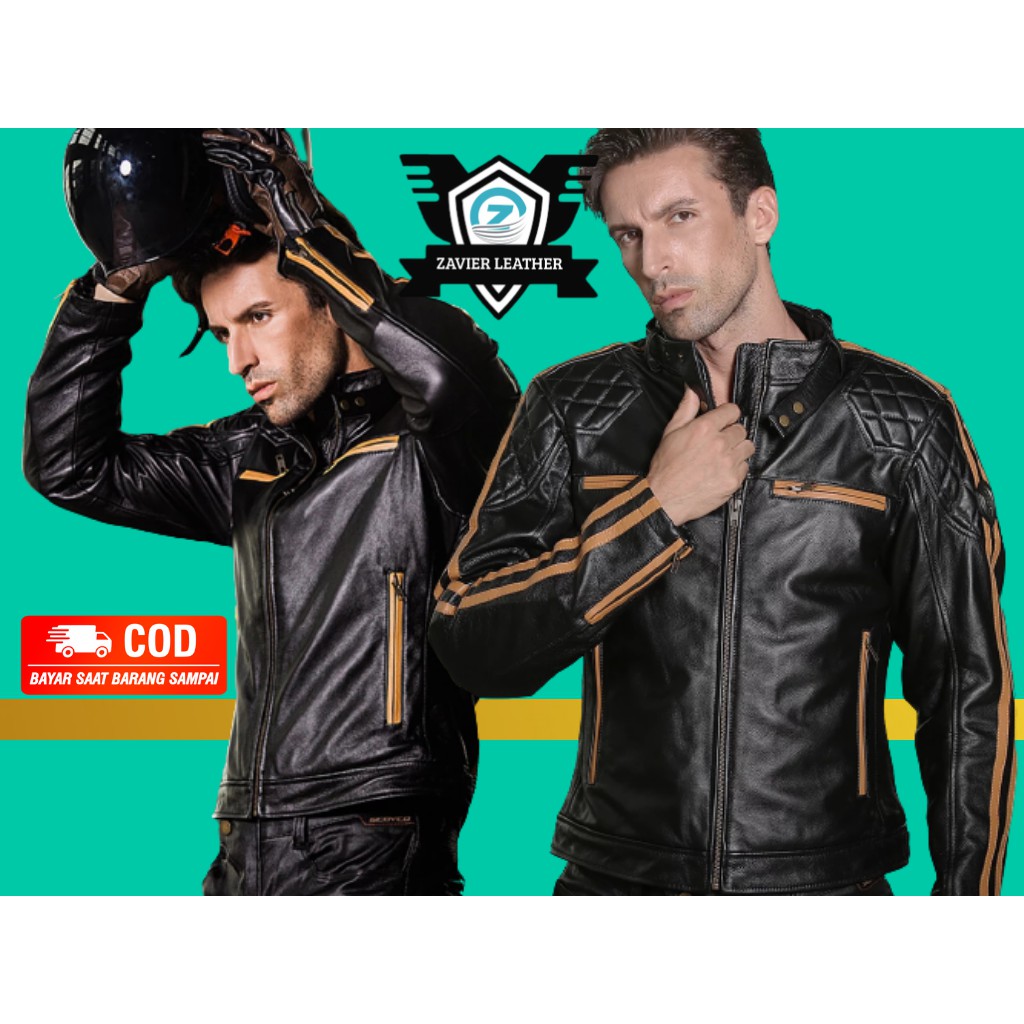 jaket motor pria jaket kulit pria jaket semi kulit