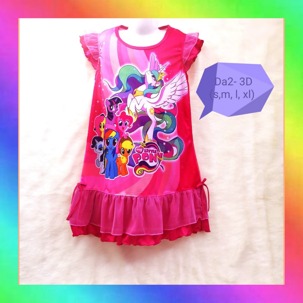 Dress anak perempuan little pony kaos baju rok daster baby dolls DA3D