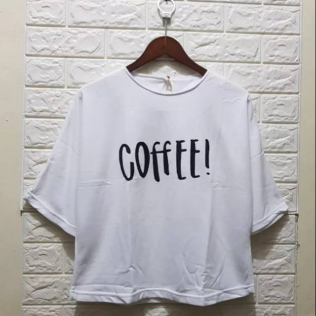  Kaos  kalong jumbo sablon  coffee  Baju wanita atasan 